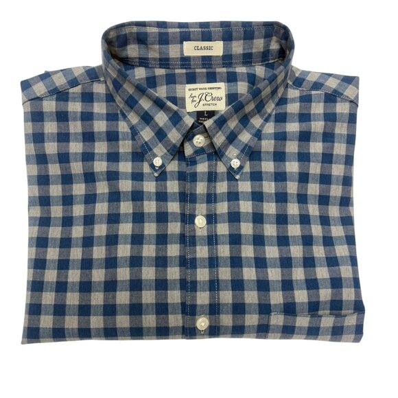 J Crew‎ Secret Wash Check Stretch Classic Fit Poplin Shirt - Picture 6 of 7